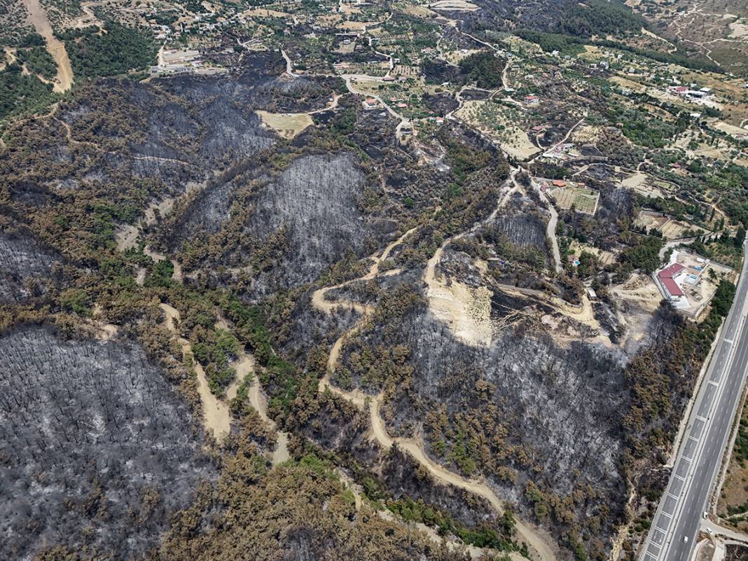 Kahreden manzara! Bornova'da yanan ormanlar dronla görüntülendi 13